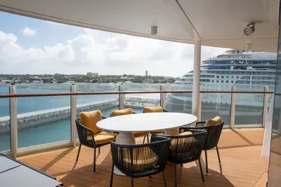 dining table on aquatheater balcony