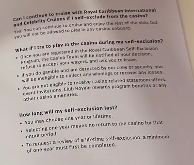 Casino exclusion information