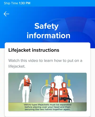 Safety information in app