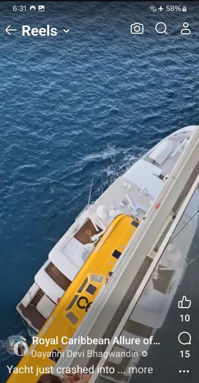 Yacht hitting Allure