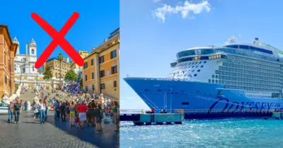 Side by side image of crowds in Rome and Odyssey of the Seas cruise ship.png