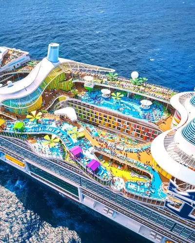 Pool deck on Icon of the Seas aerial