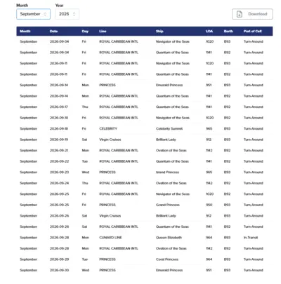 September 2026 schedule