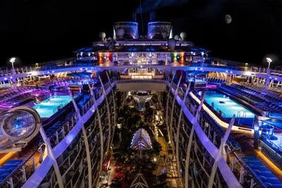 Pool deck at night