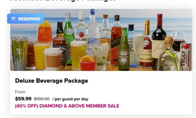 Sale on drink package