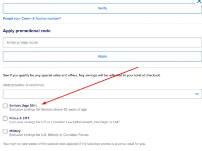 Senior offer on website
