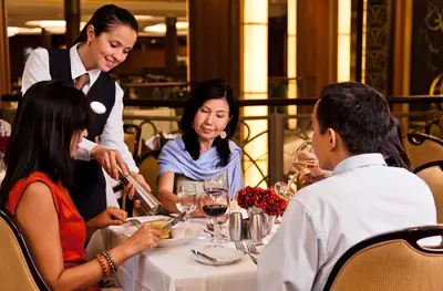 Family eating in main dining room