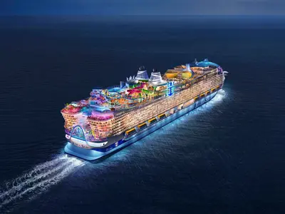 Icon of the Seas aerial at night concept art