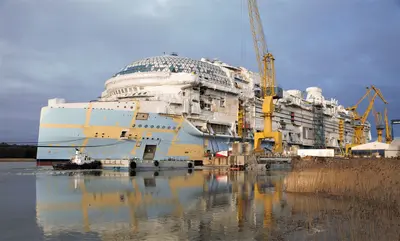 Icon of the Seas under construction in May 2023