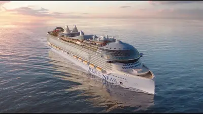 Icon of the Seas render at sunset