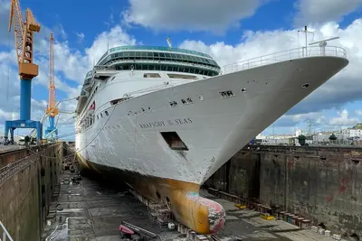 Rhapsody of the Seas in drydock in April 2022