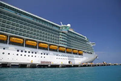 Ship docked in Caribbean