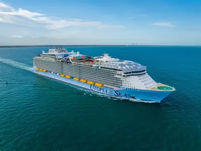 Utopia of the Seas sailing away from Port Canaveral