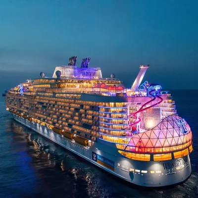 Wonder of the Seas aerial rear night