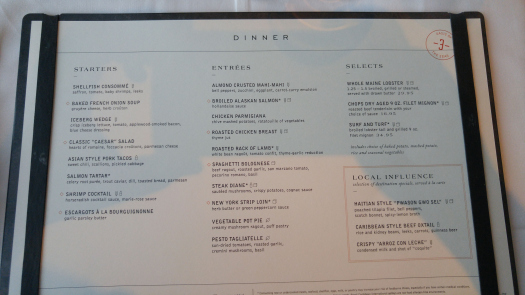 Spotted: New main dining room menu on Royal Caribbean's Oasis of the