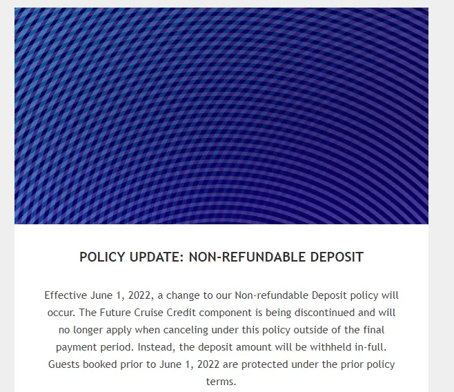 Deposit policy change on June 1
