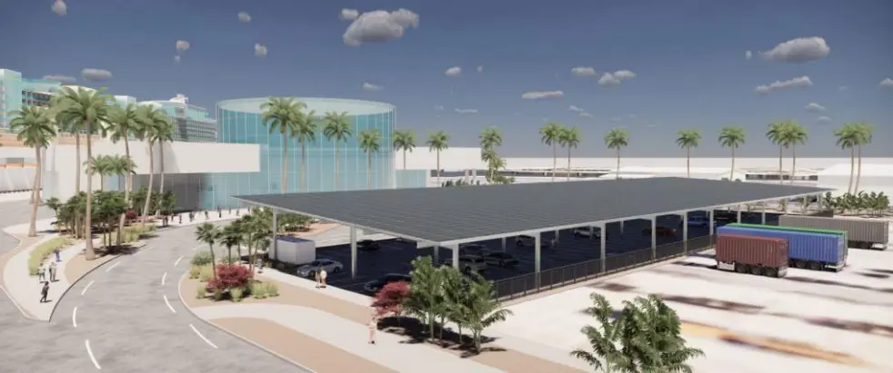 Solar panels on Galveston terminal