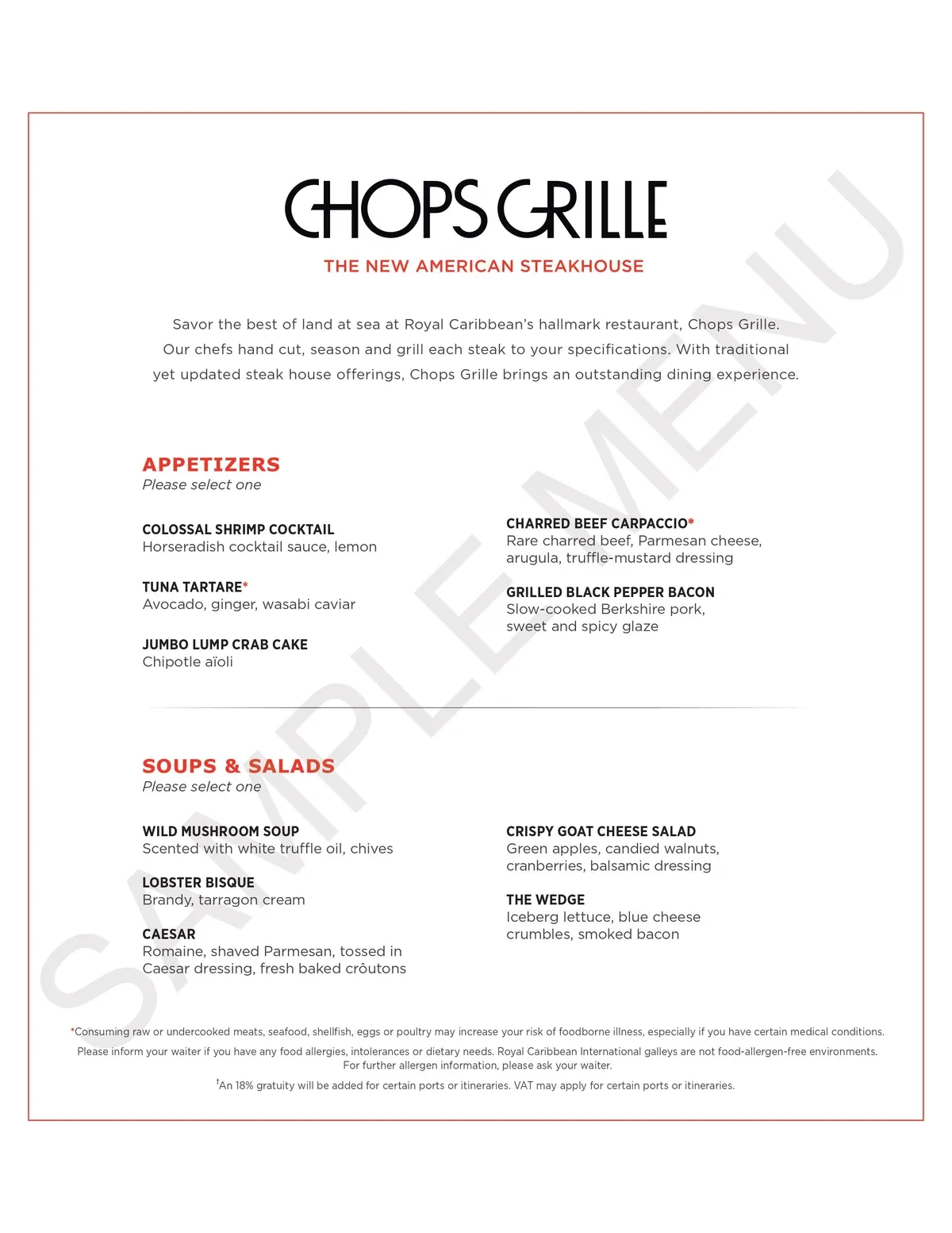 Chops Grille menu