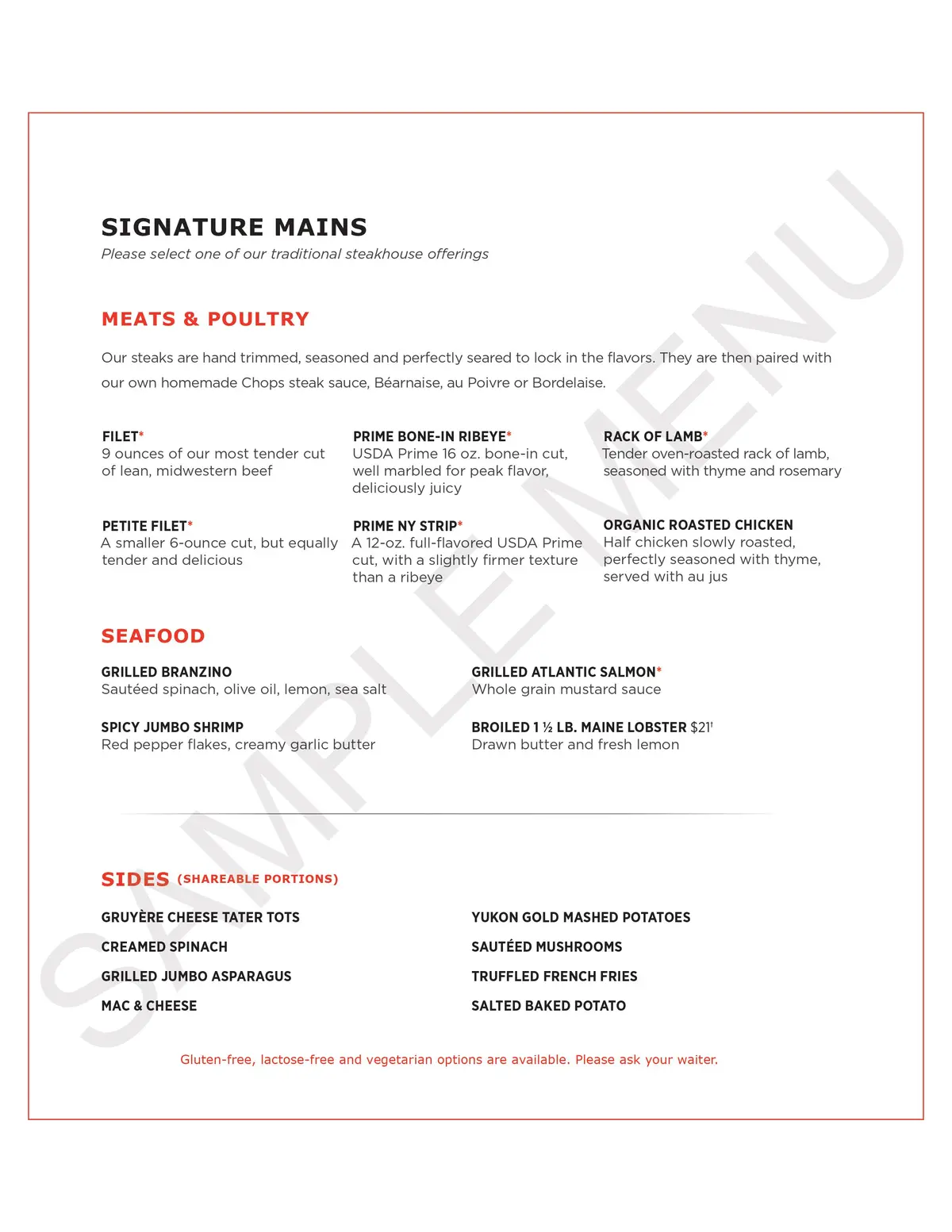 Chops Grille menu