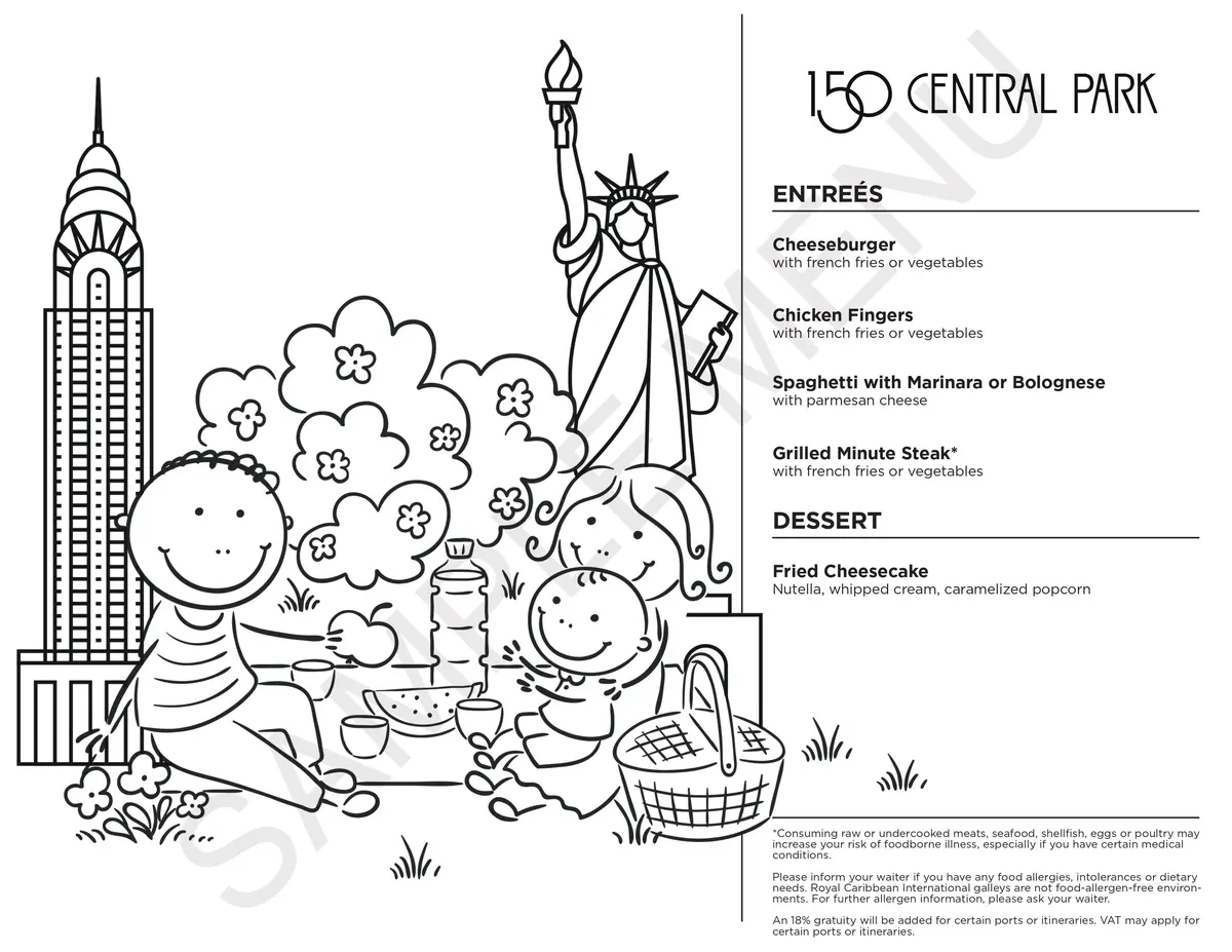 150 Central Park kids menu