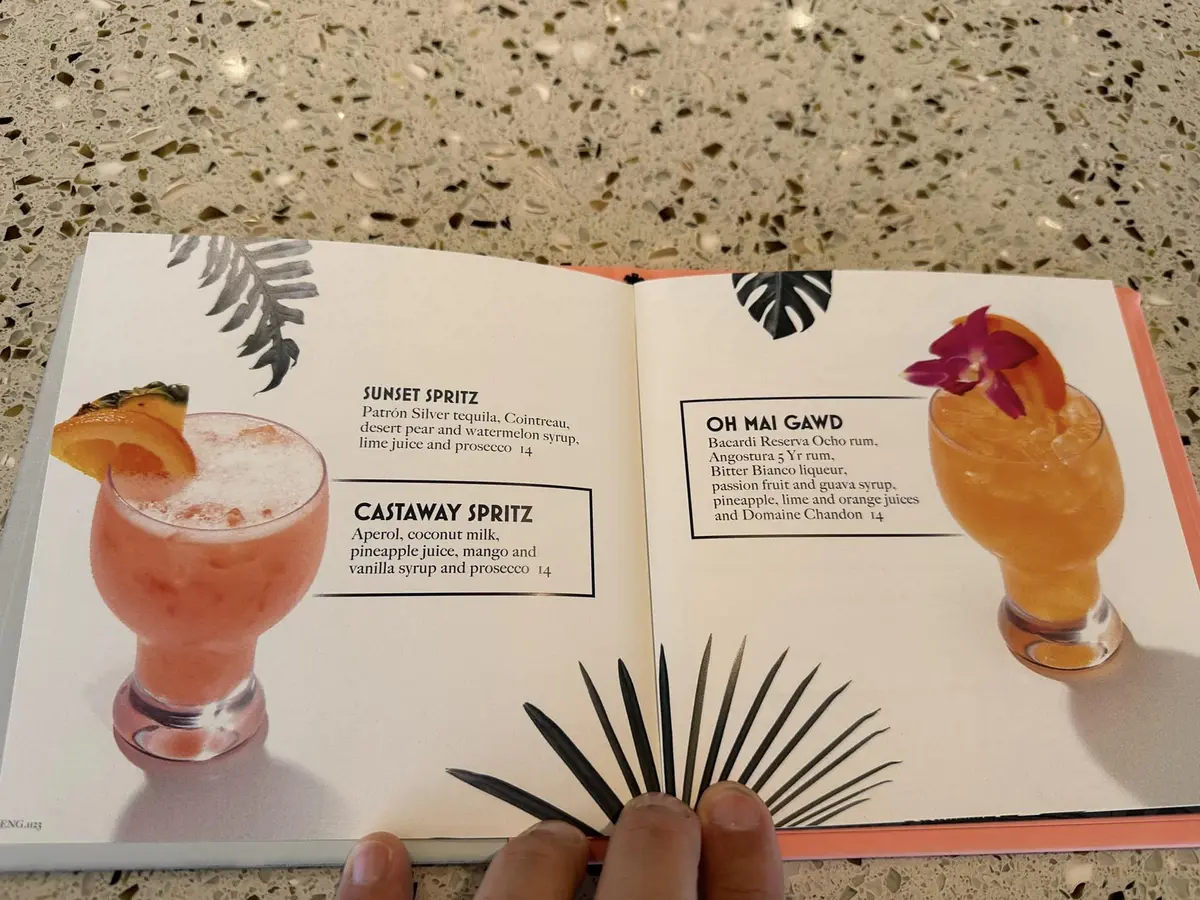 Hideaway drink menu