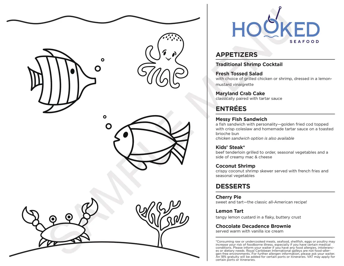 Hooked kids menu