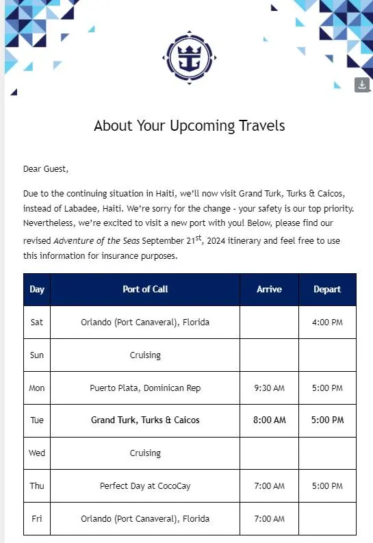 Cancellation email
