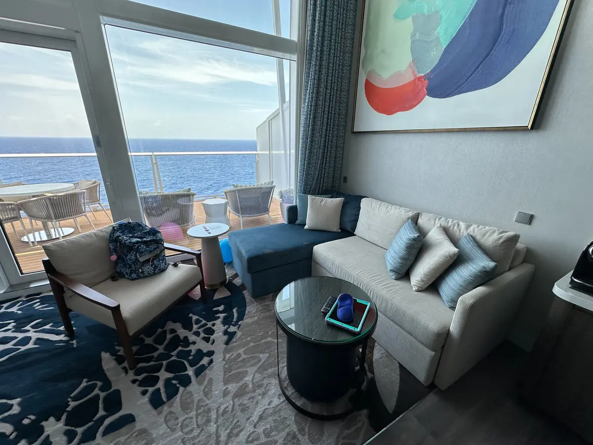 Living room in loft suite