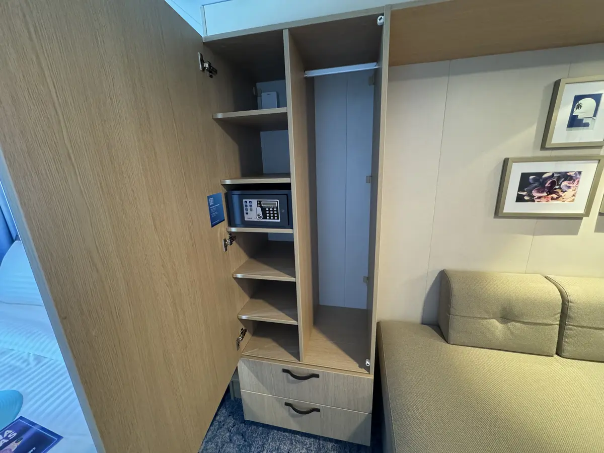 Utopia of the Seas closet with shelves