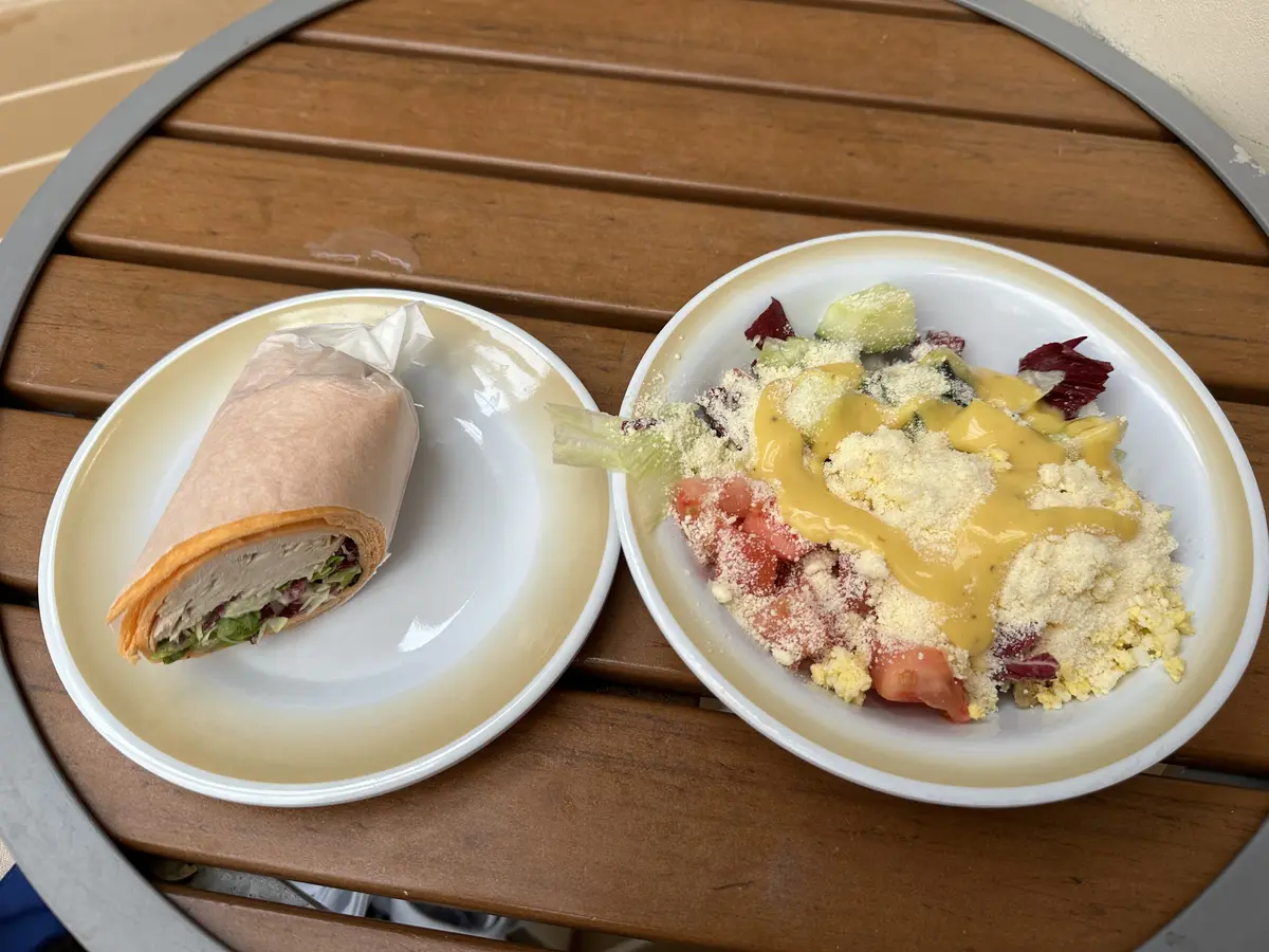 Windjammer-Lunch-Vision-3 Wrap and salad from the Park Cafe on Vision of the Seas