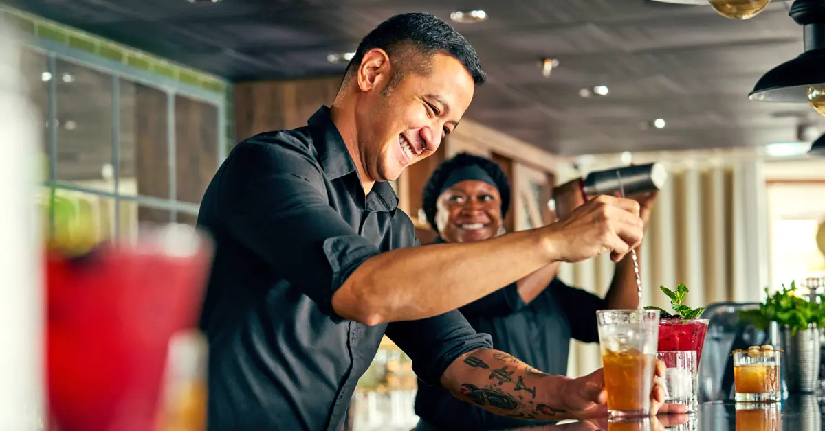 Bartender making a drink