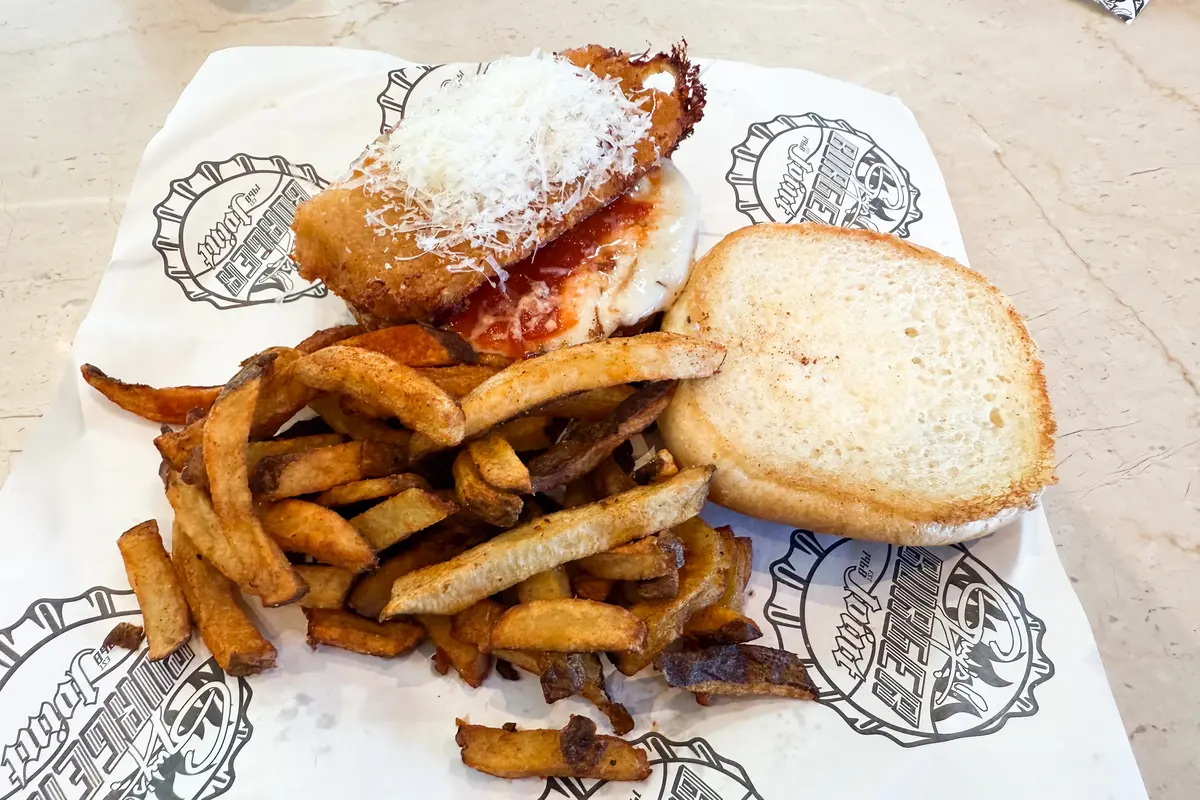 burger from Guy's Burger Joint on Carnival Firenze cruise ship