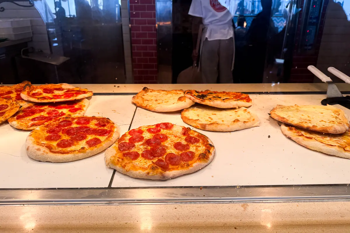 Pizzas at Pizzeria del Capitano on Carnival Firenze cruise ship