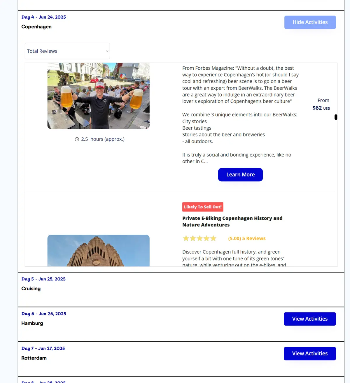 Excursion price tracking
