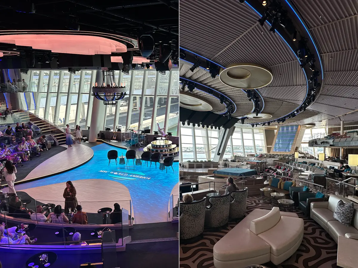 MSC World America's Panorama Lounge compared to Royal Caribbean's Two70 lounge MSC World America's Panorama Lounge compared to Royal Caribbean's Two70 lounge