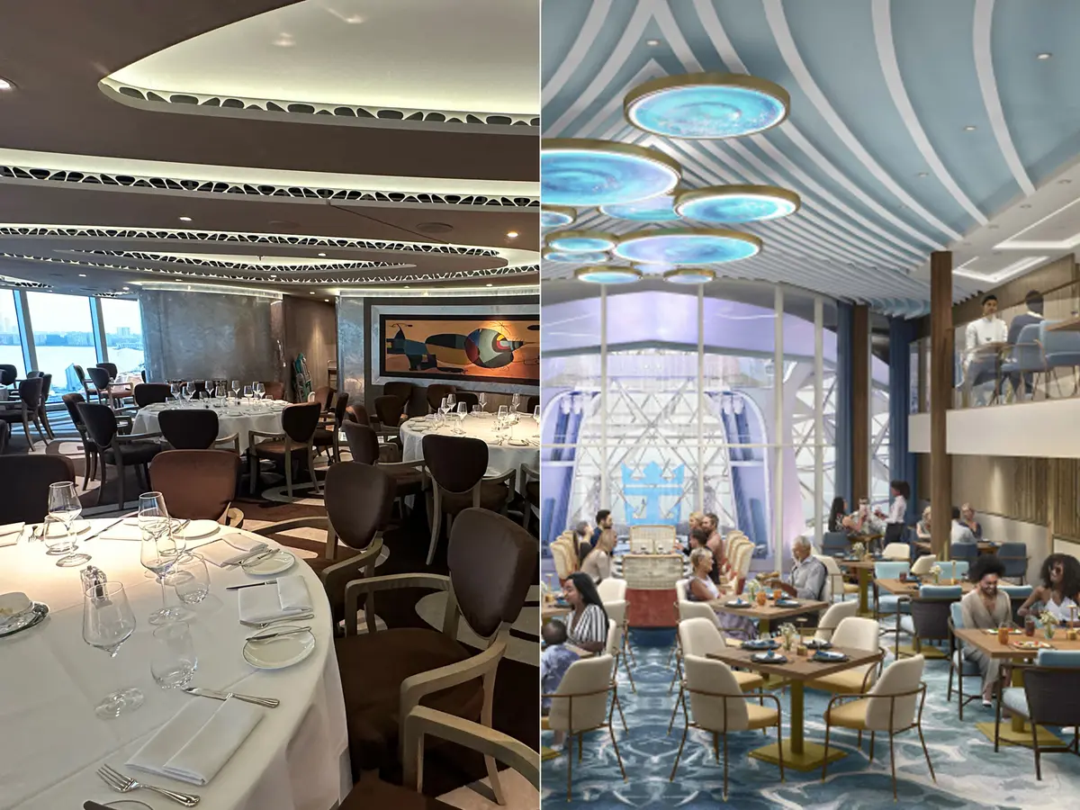 MSC Yacht Club Restaurant compared to restaurant in Royal Caribbean's Suite Neighborhood MSC Yacht Club Restaurant compared to restaurant in Royal Caribbean's Suite Neighborhood
