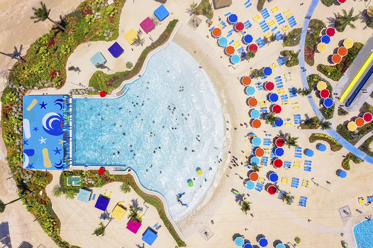 Aerial view of wave pool