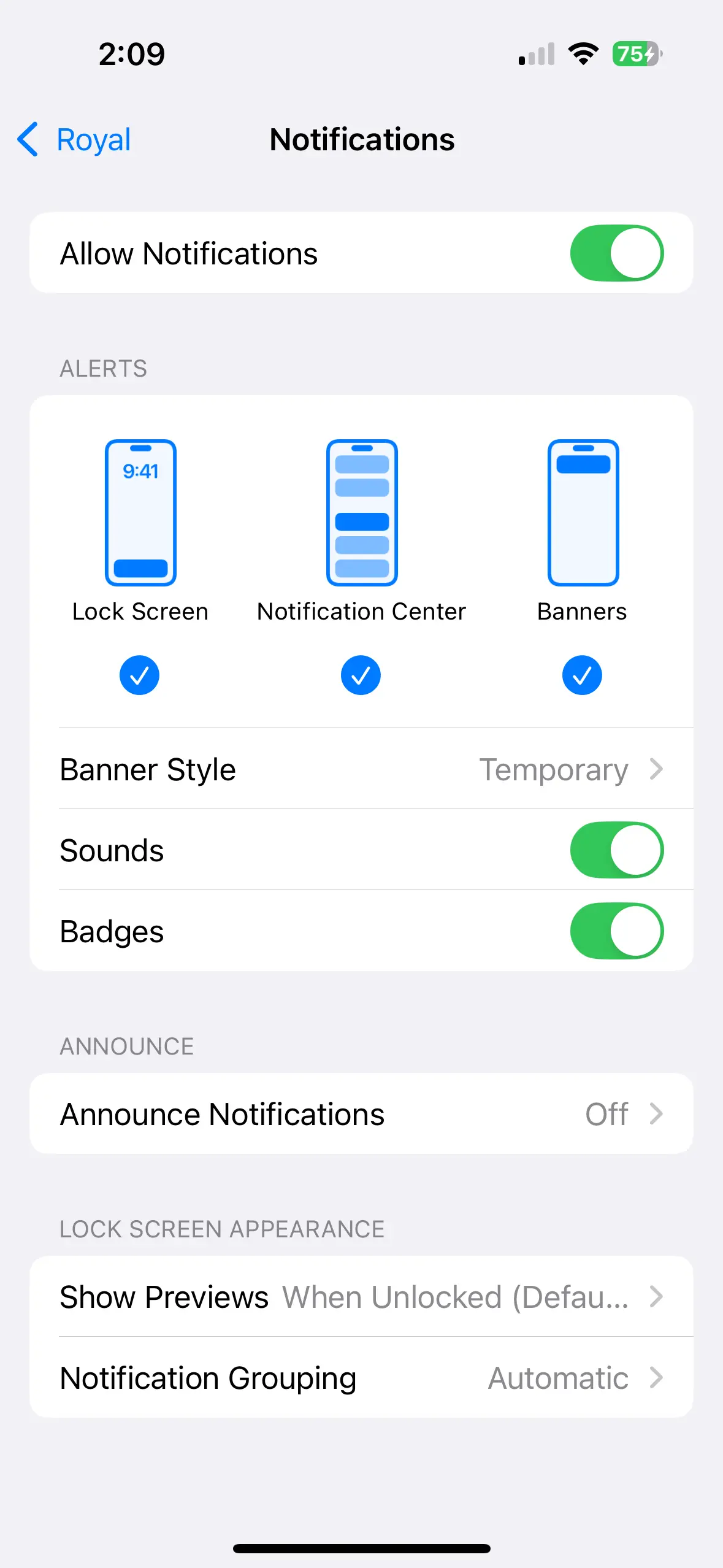 Notification settings