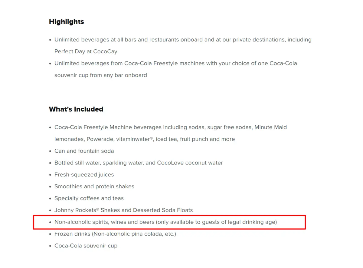 Non alcoholic drink package