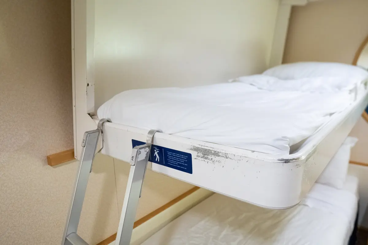 pullman bed dropped down from ceiling in cruise ship cabin