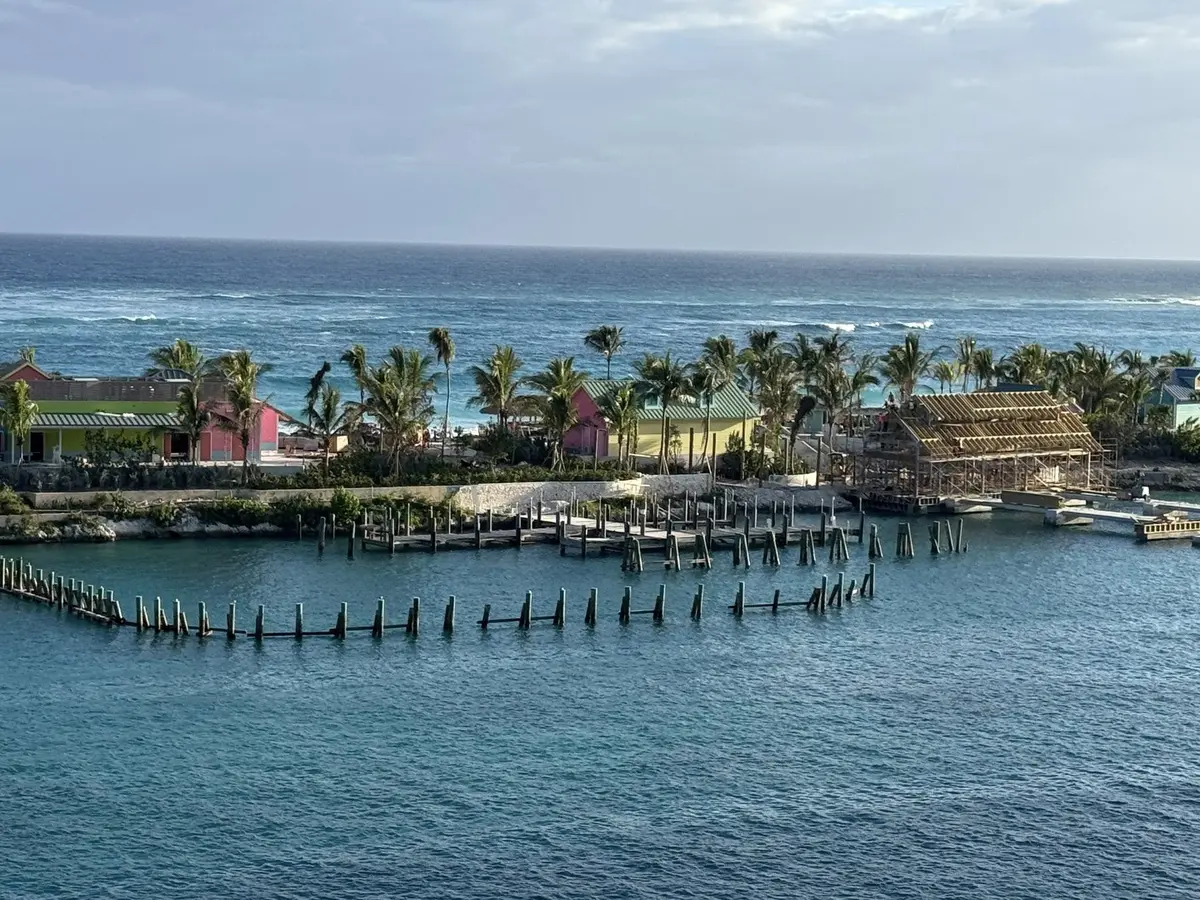 Beach club construction, as seen from cruise ship