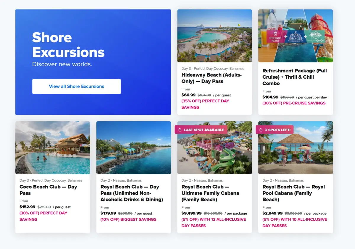 Shore excursions for sale