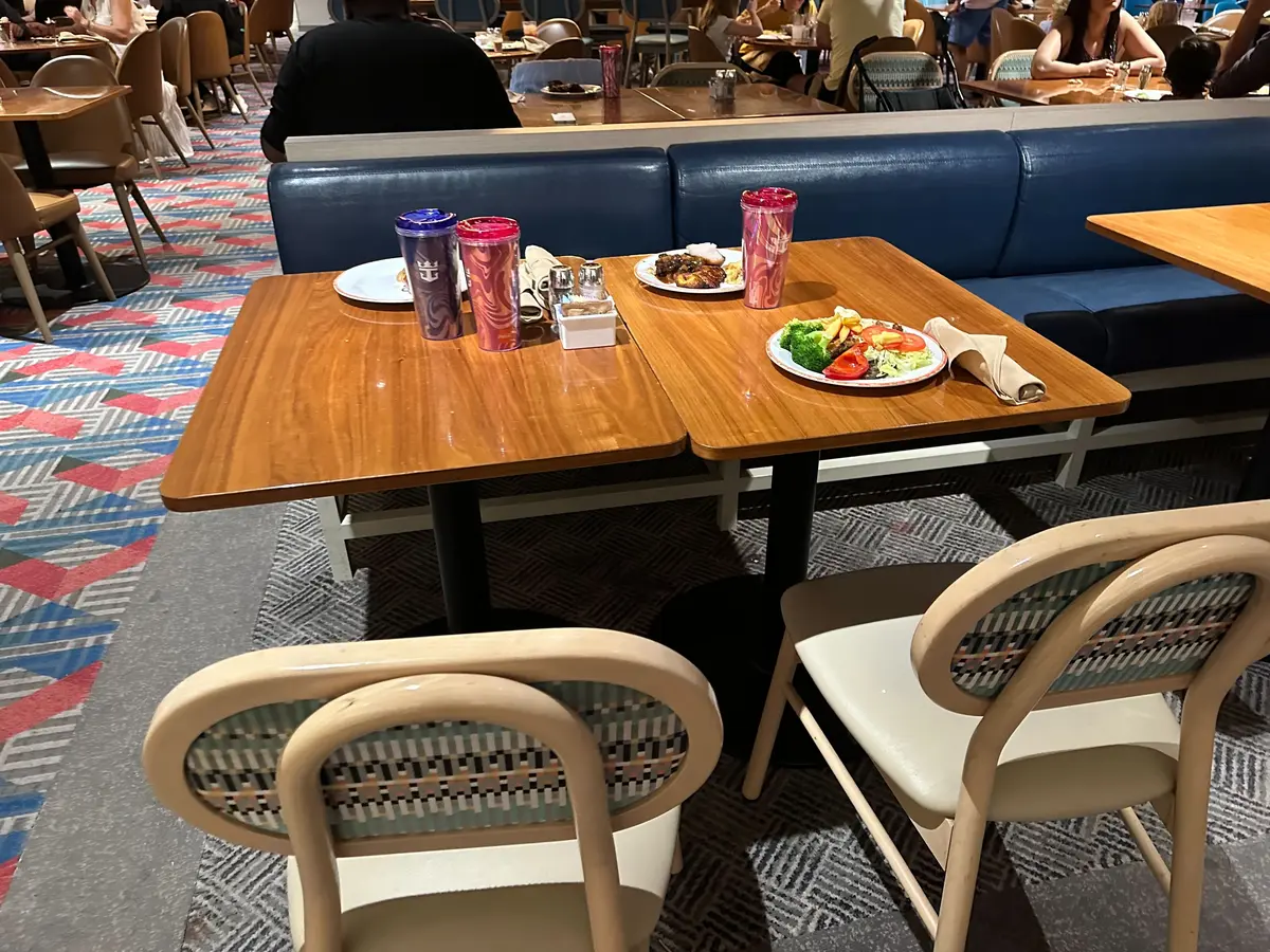 Table with cups and food