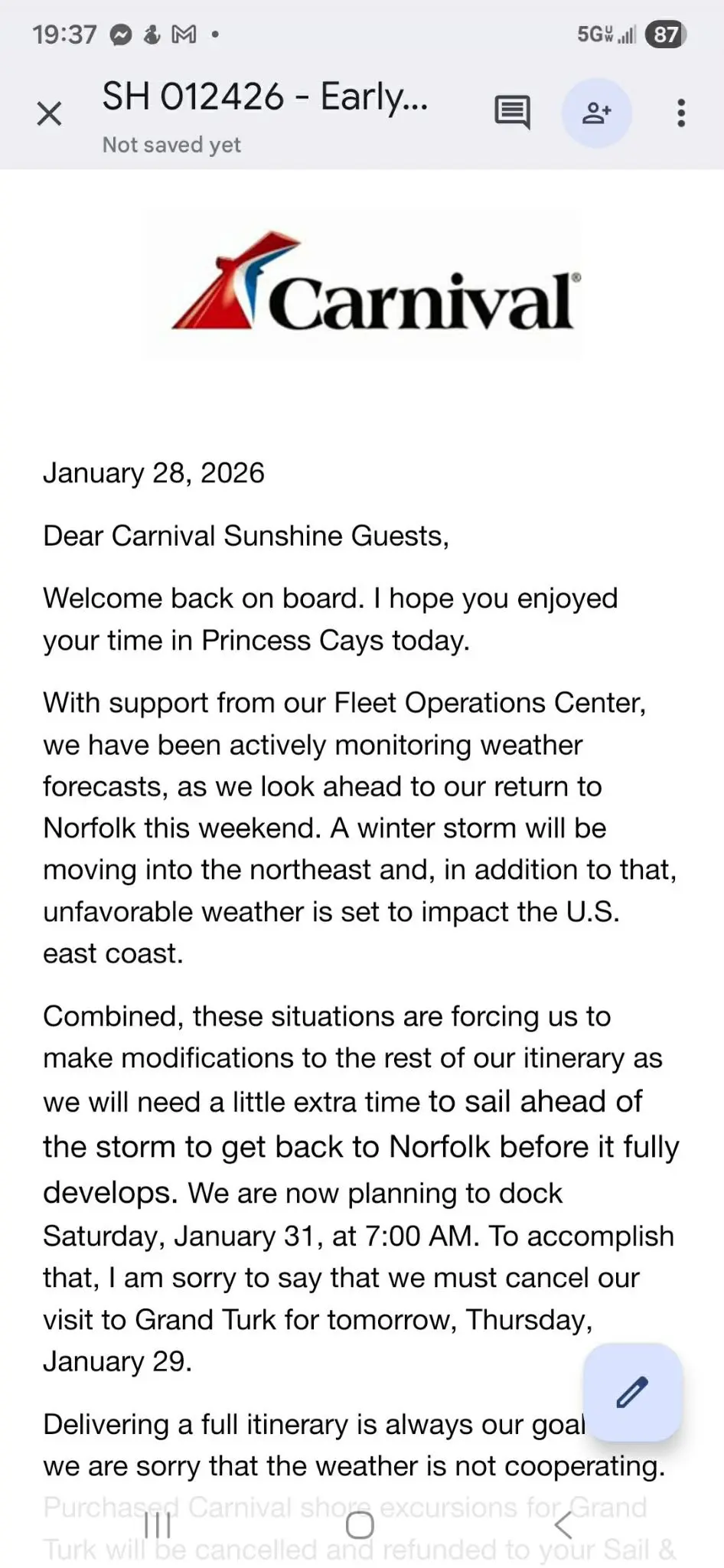 Carnival Sunshine Modification Carnival Sunshine Modification