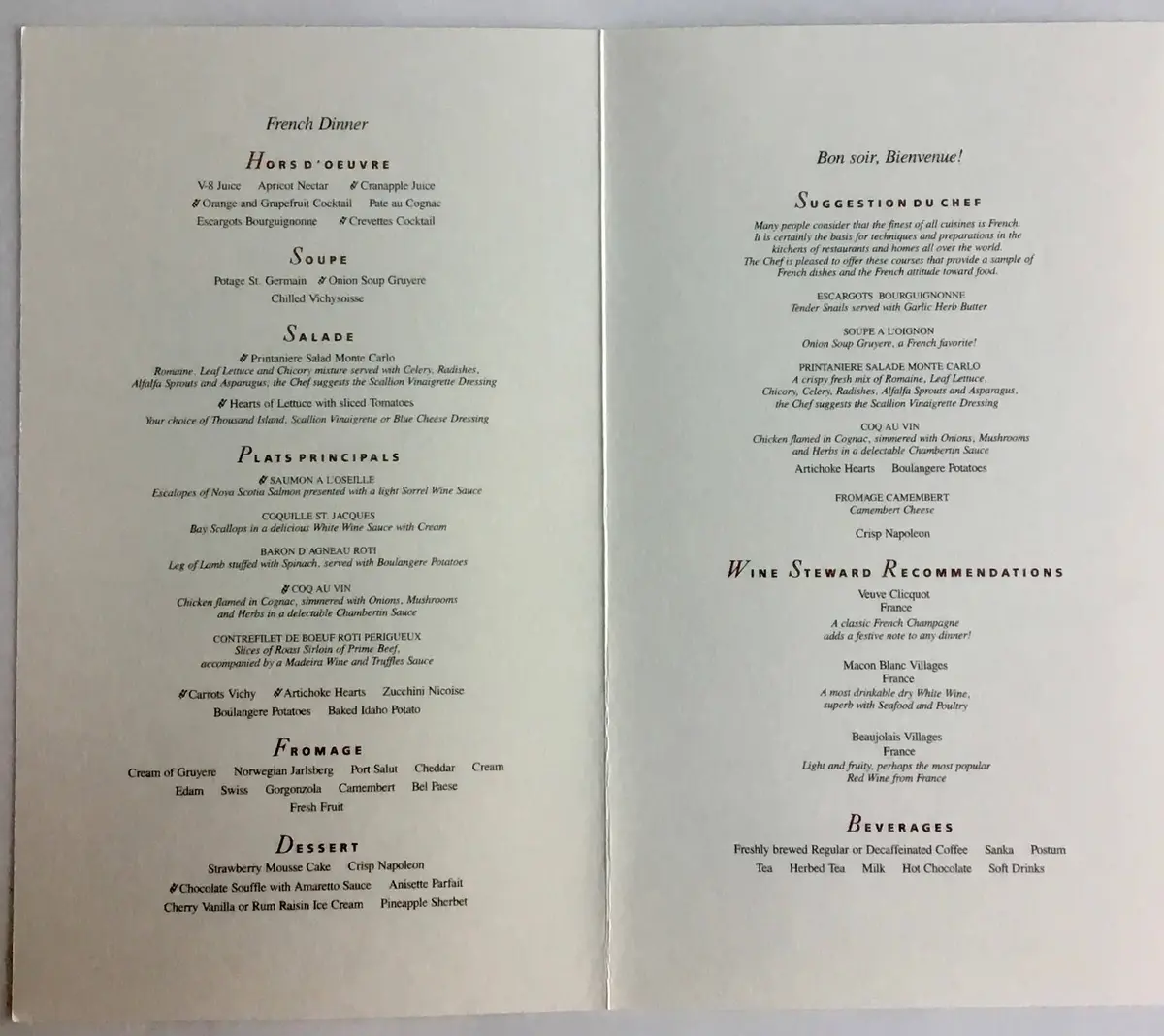 Royal Caribbean Menus 80s Royal Caribbean Menus 80s