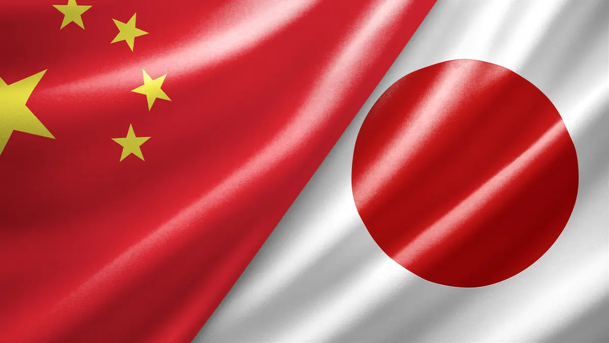 China and Japan two national flags