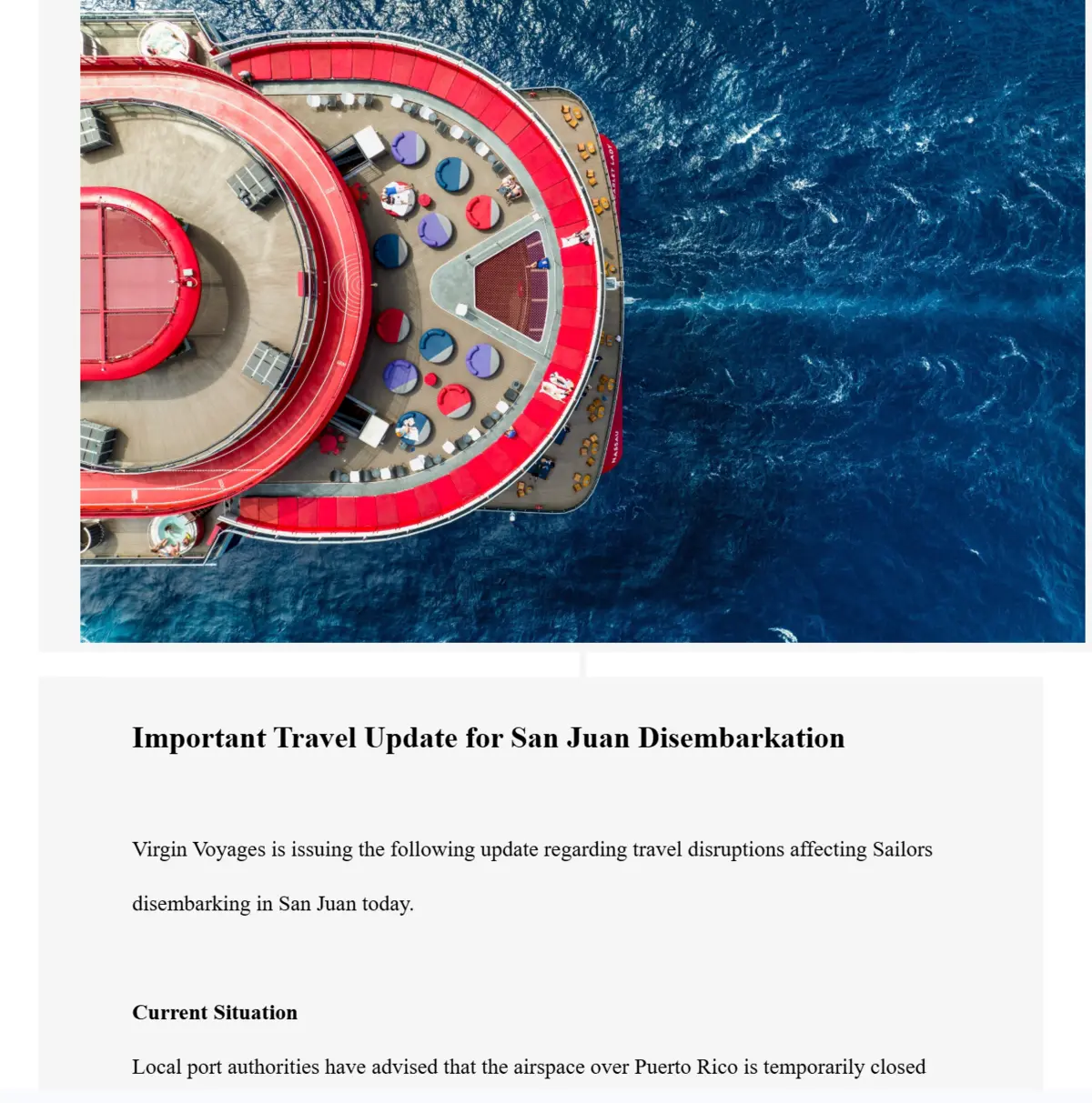 Email from Virgin Voyages