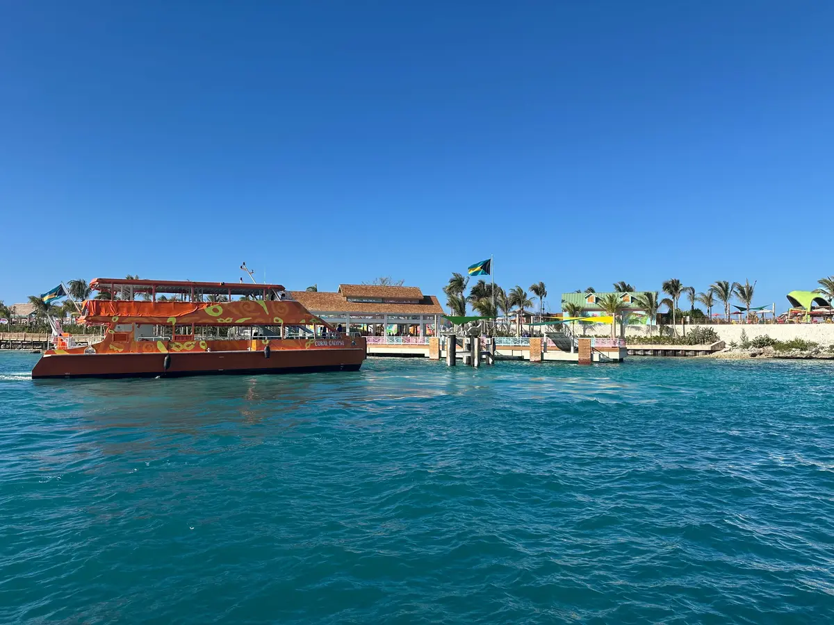 Ferry approaching the beach club