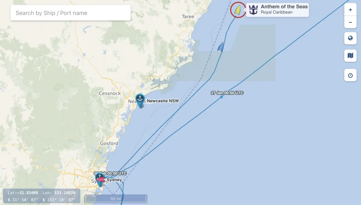 Anthem Location in Australia, Cruise Mapper Anthem Location in Australia, Cruise Mapper