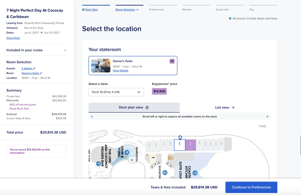 Star Owners Suite Mock Booking Star Owners Suite Mock Booking
